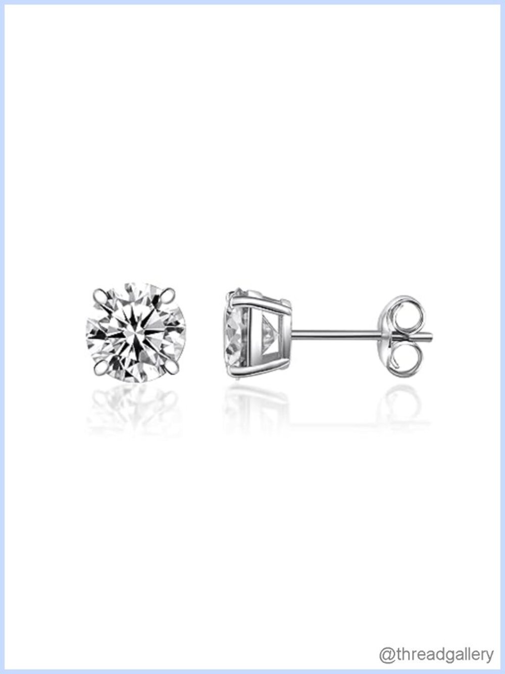 Moissanite Stud Earrings 316L Stainless Steel 4 Prong Round Hypoallergenic